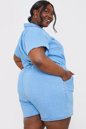 Chambray Button Through Drawstring Playsuit