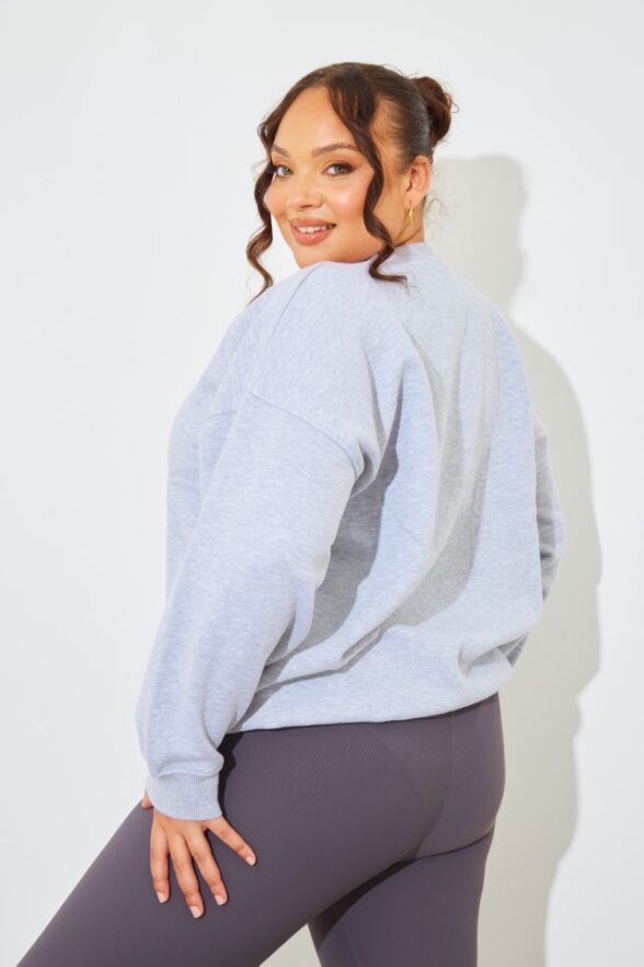 Marl Crew Neck Fleeceback Sweater