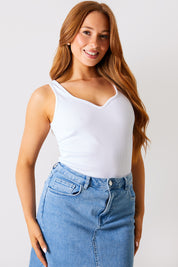 Ribbed Sweatheart Neckline Bodysuit