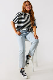 Graphic Longline Striped T-Shirt