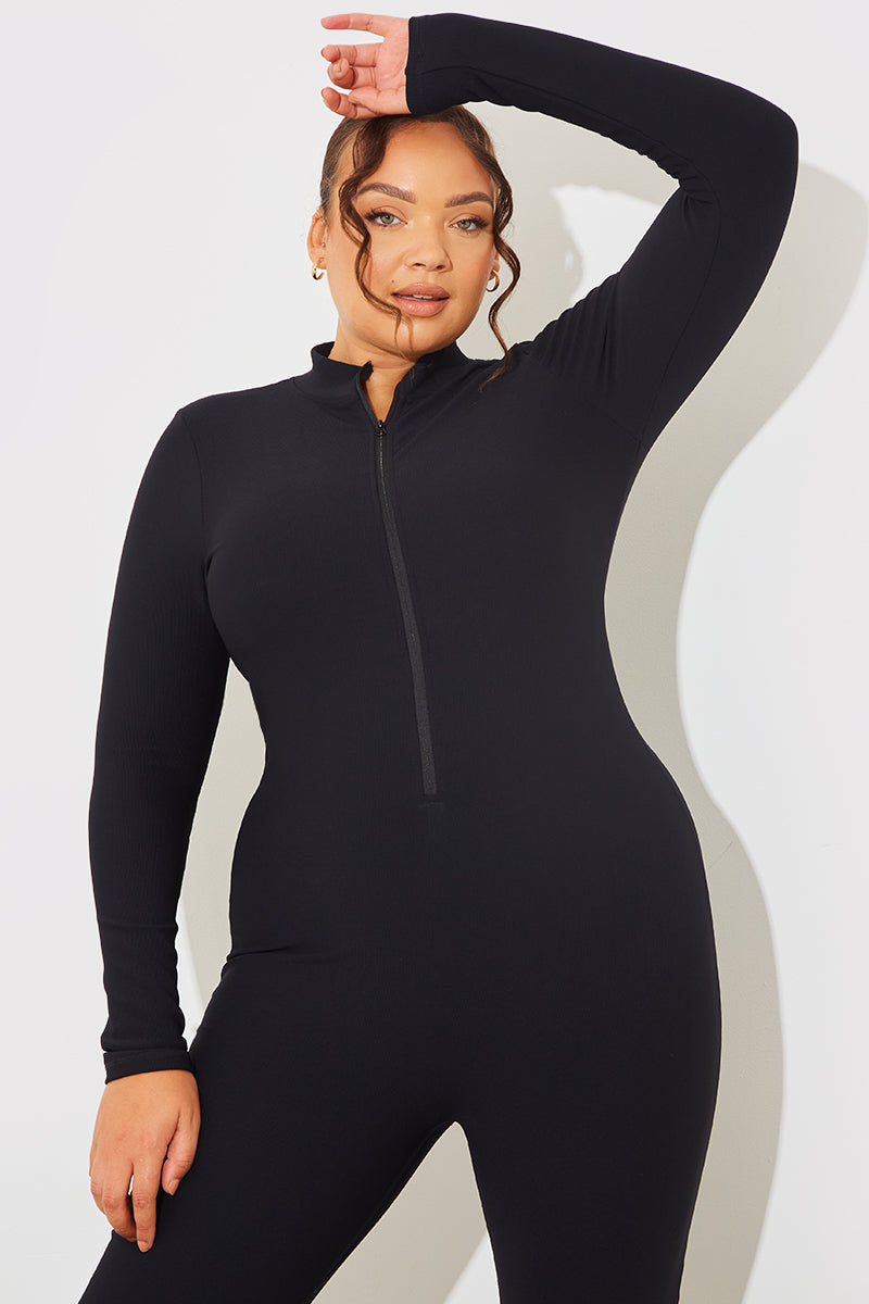 Half Zip Long Sleeve Sculpt and Control Full length Unitard