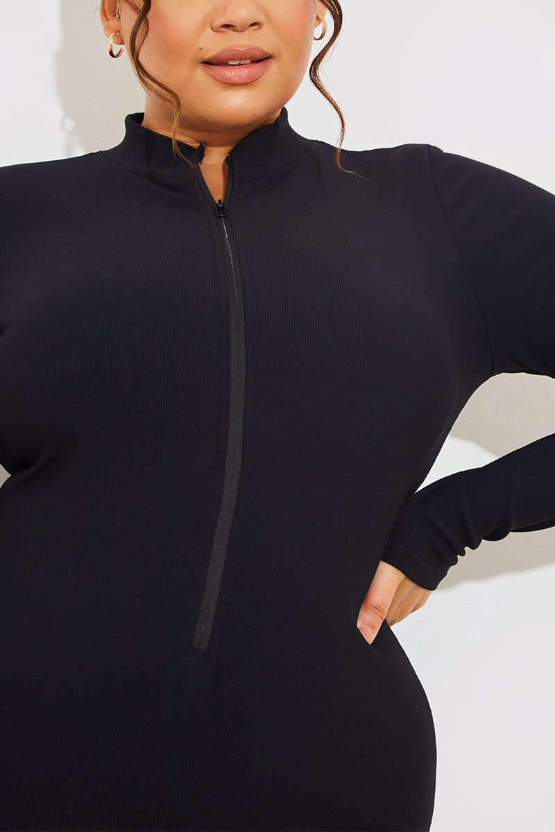 Half Zip Long Sleeve Sculpt and Control Full length Unitard
