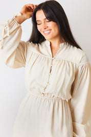 Button Up Wide Leg Jumpsuit