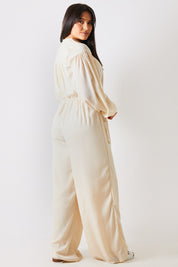 Button Up Wide Leg Jumpsuit