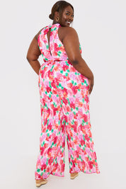 Plisse Sleeveless Wide Leg Jumpsuit