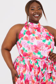 Plisse Sleeveless Wide Leg Jumpsuit