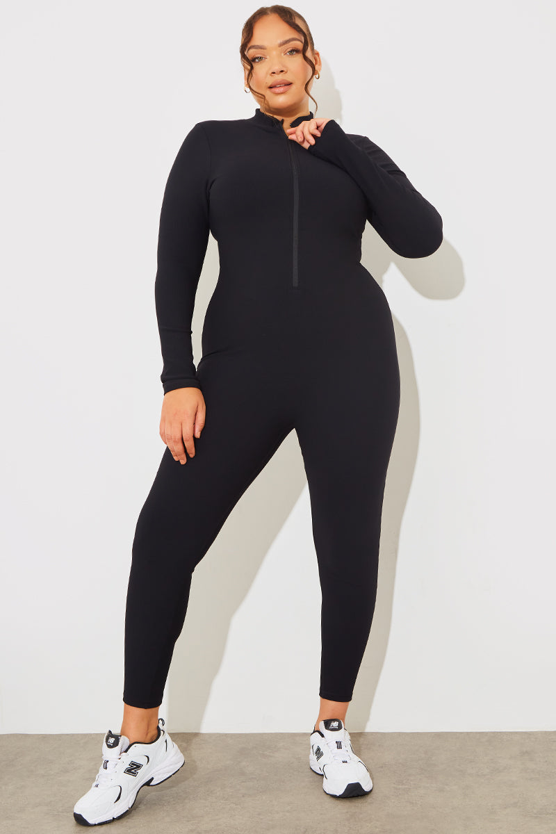 Half Zip Long Sleeve Sculpt and Control Full length Unitard