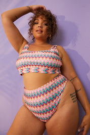 Multi Zig Zag High Waisted Bikini Bottoms