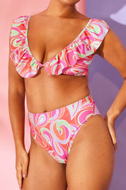 Abstract Print High Waisted Bikini Bottoms - InTheStyle