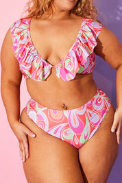 Abstract Print High Waisted Bikini Bottoms - InTheStyle