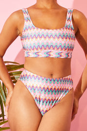 Multi Zig Zag High Waisted Bikini Bottoms