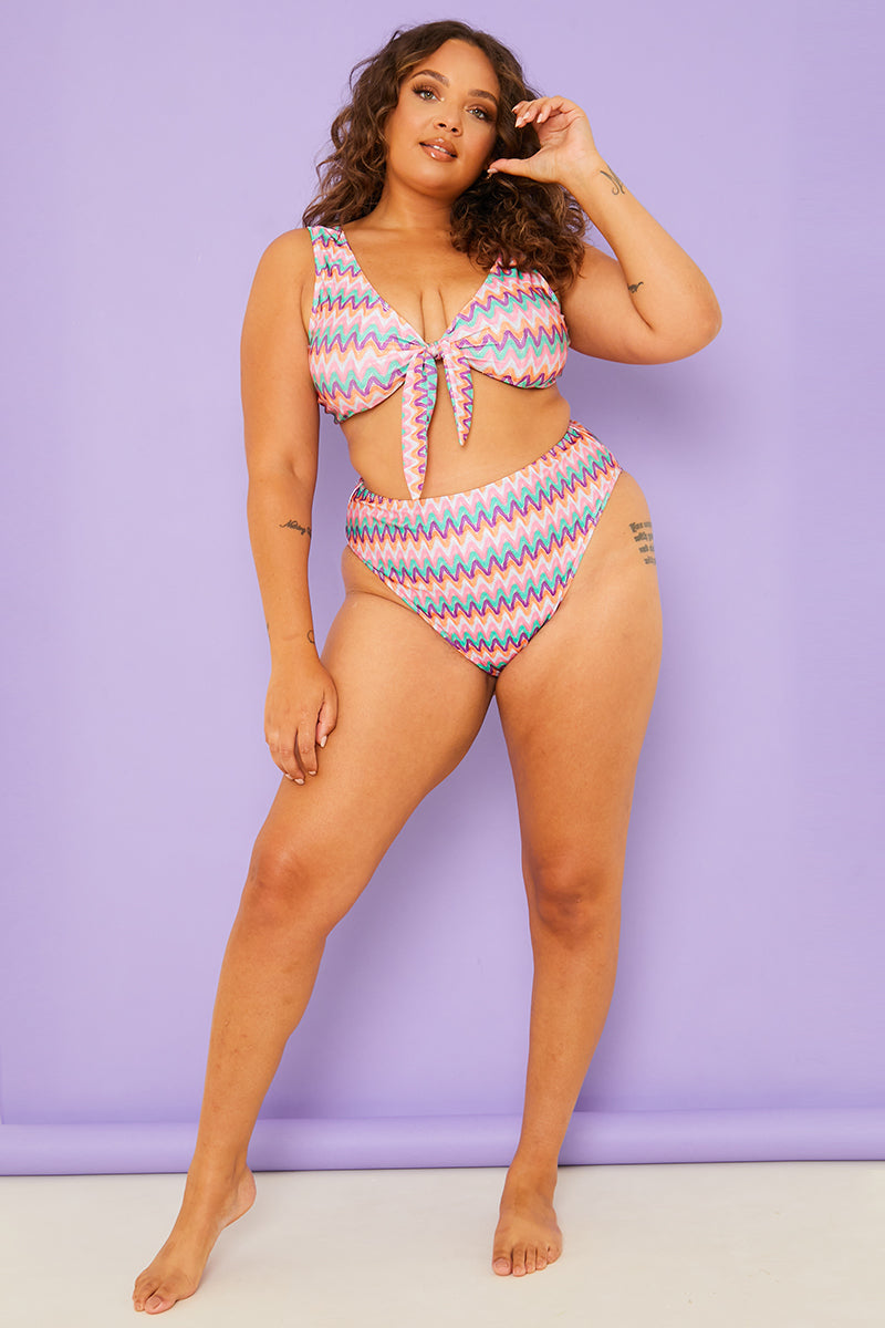 Multi Zig Zag High Waisted Bikini Bottoms