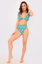 Printed High Waist High Leg Bikini Bottoms