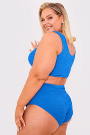 Controlled Textured Crinkle High Leg Bikini Bottoms