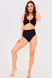 Controlled Textured Crinkle High Waisted Bikini Bottoms