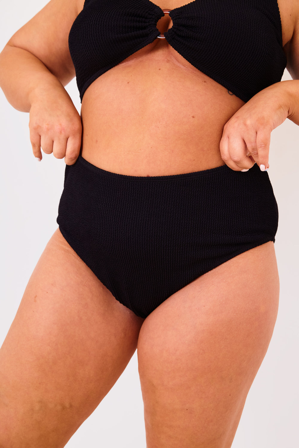 Controlled Textured Crinkle High Waisted Bikini Bottoms