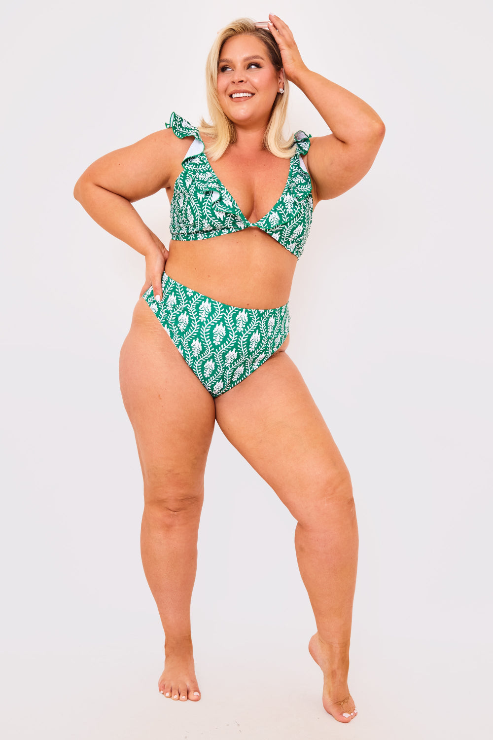 Printed High Waist High Leg Bikini Bottoms