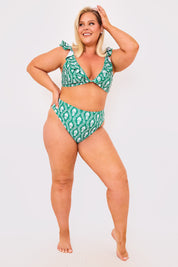 Printed High Waist High Leg Bikini Bottoms