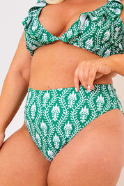 Printed High Waist High Leg Bikini Bottoms