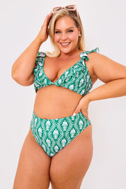 Printed High Waist High Leg Bikini Bottoms