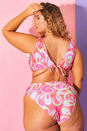 Abstract Print Ruffle Bikini Top - InTheStyle