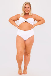 Textured Bandeau Crinkle Ring Detail Bikini Top