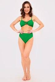 Textured Bandeau Crinkle Ring Detail Bikini Top