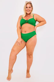 Textured Bandeau Crinkle Ring Detail Bikini Top