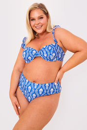 Printed Frill Strap Bust Detail Bikini Top