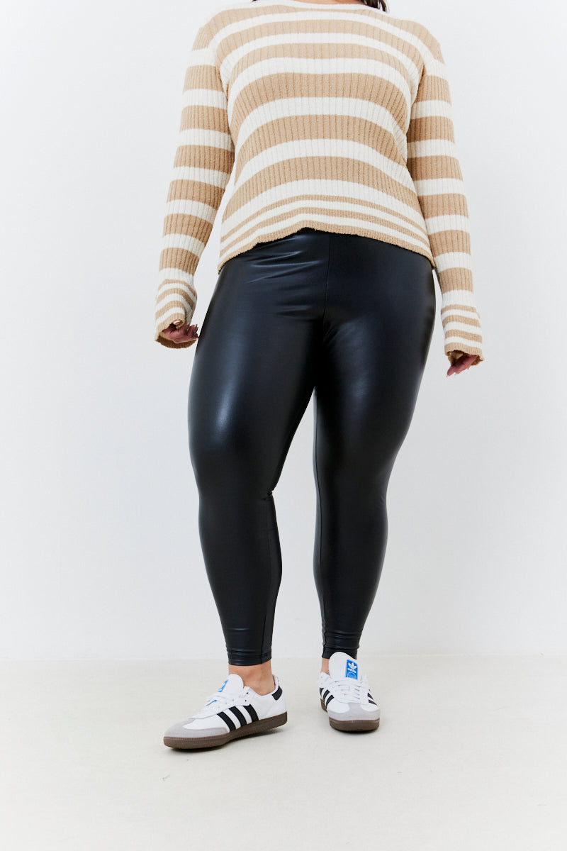 Perfect Sculpting High Waisted Leather Look Leggings