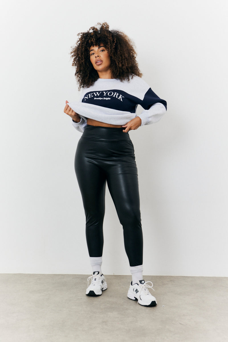 Perfect Sculpting High Waisted Leather Look Leggings