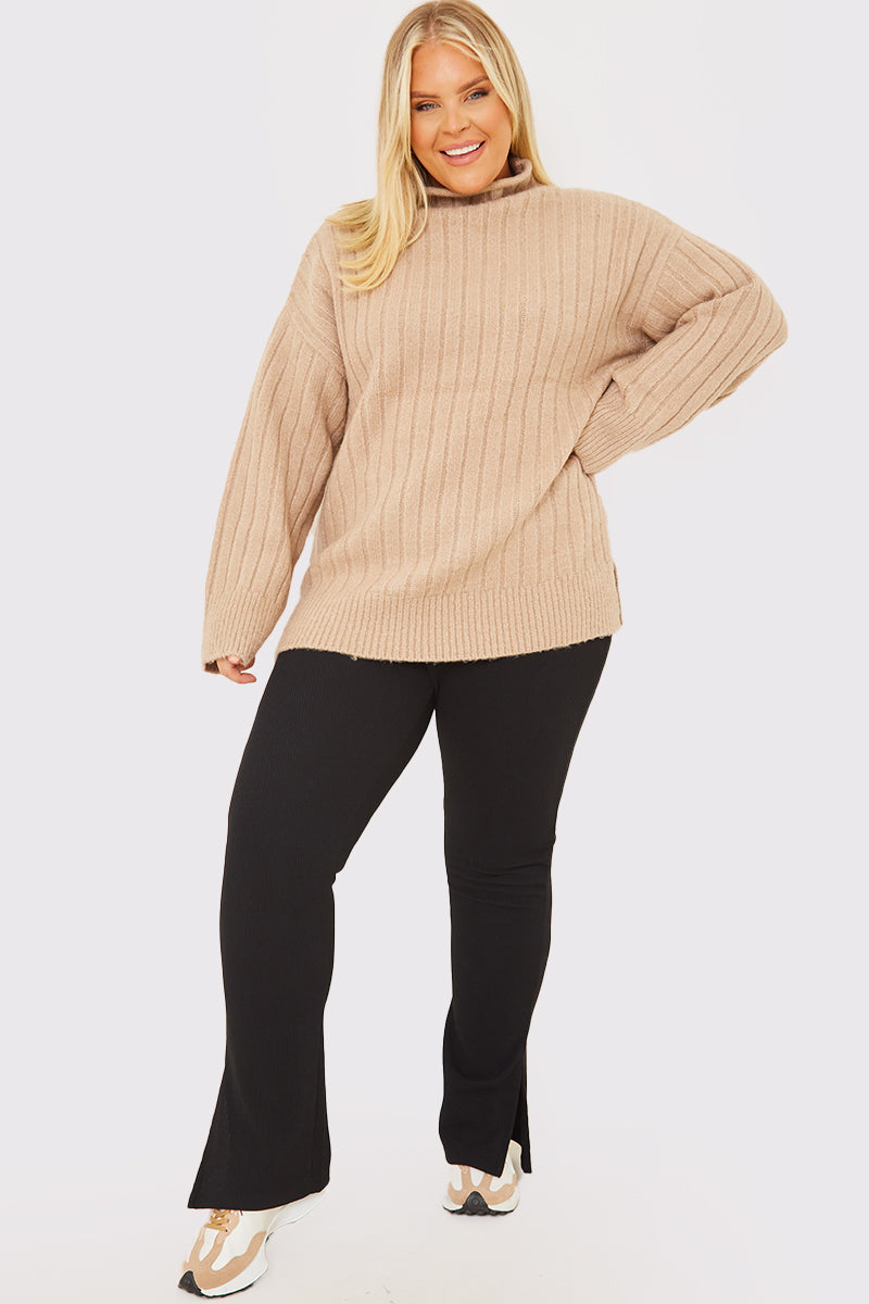 Compact Rib Split Hem Leggings