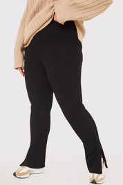Compact Rib Split Hem Leggings