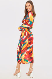 Wrap Front Midi Skirt