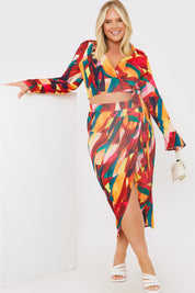 Wrap Front Midi Skirt