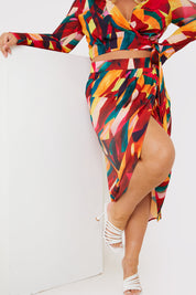 Wrap Front Midi Skirt