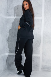Contrast Piping Wide Leg Joggers