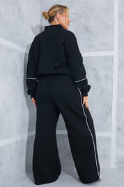 Contrast Piping Wide Leg Joggers