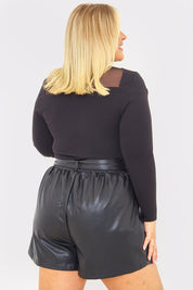 Pu Belted Shorts
