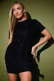 Disco Sequin Co Ord Ruffle Mini Skirt