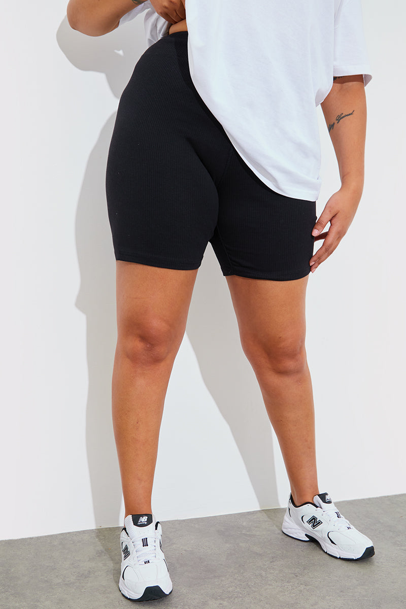 Ribbed High Waisted Cycling Shorts