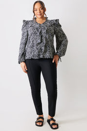 Printed Ruffle Blouse