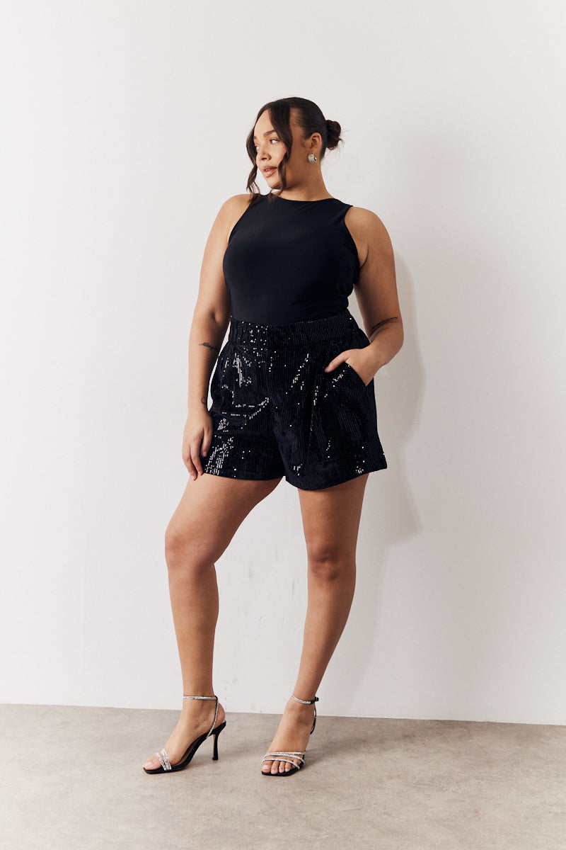 Sequin Boxy Shorts