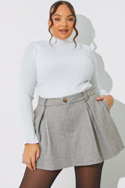 Herringbone Check Pleated Skort