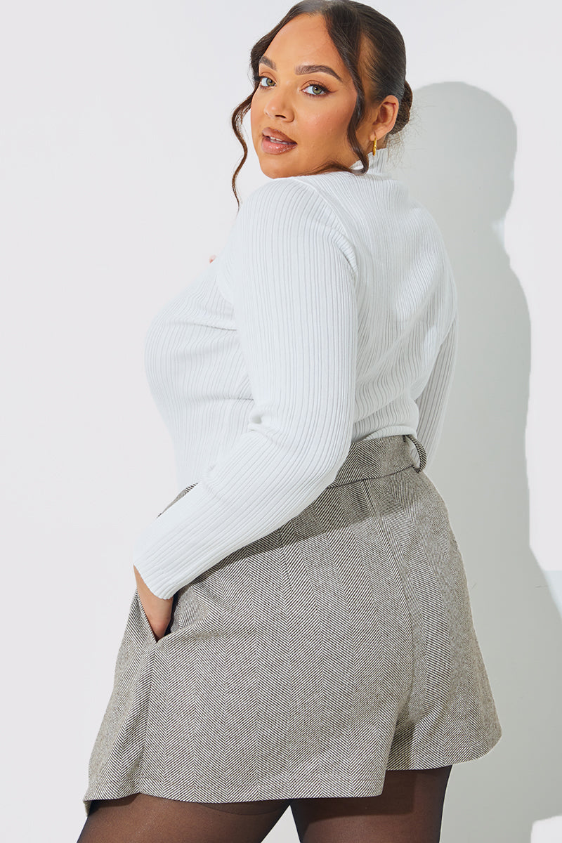 Herringbone Check Pleated Skort