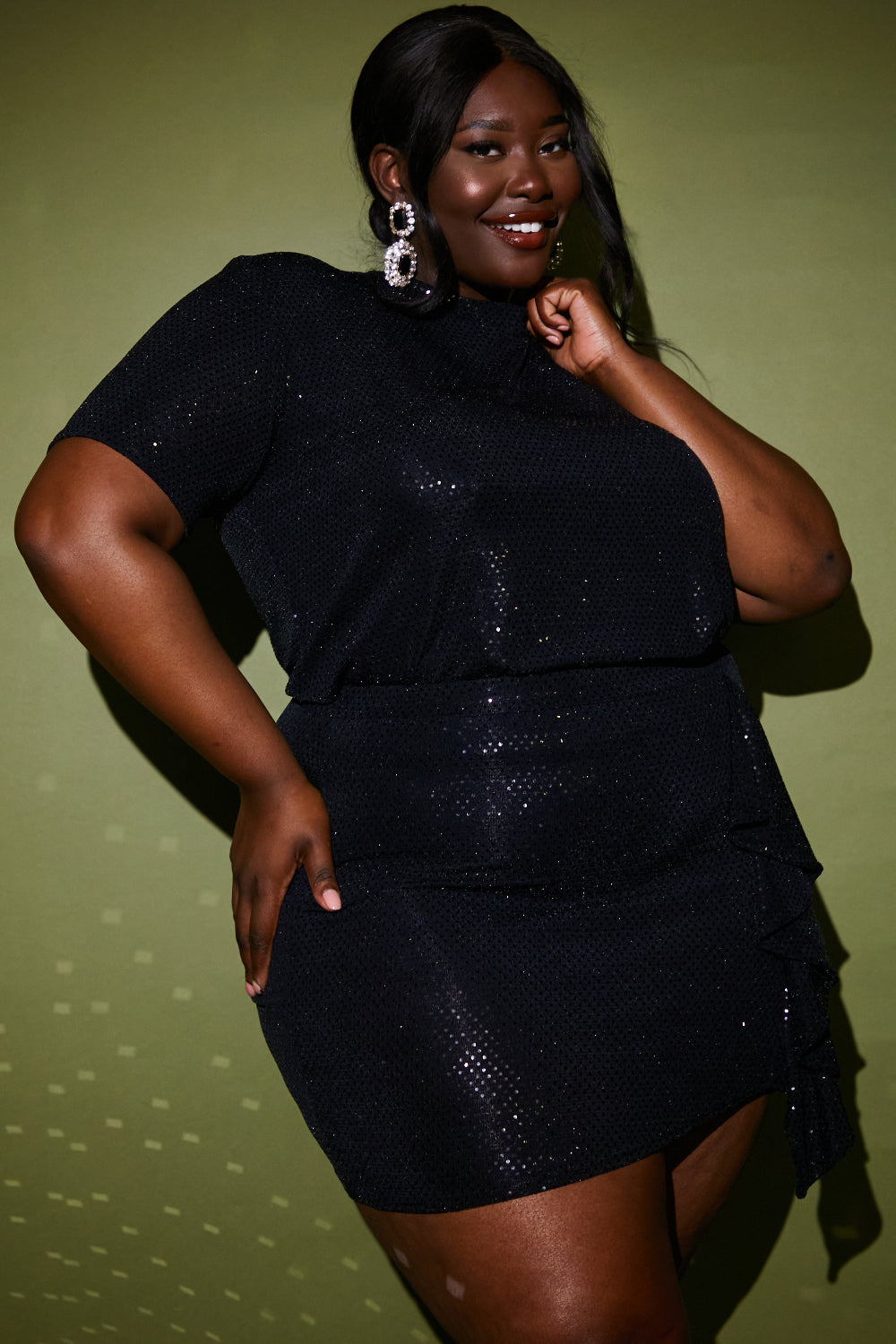 Disco Sequin Co Ord Ruffle Mini Skirt