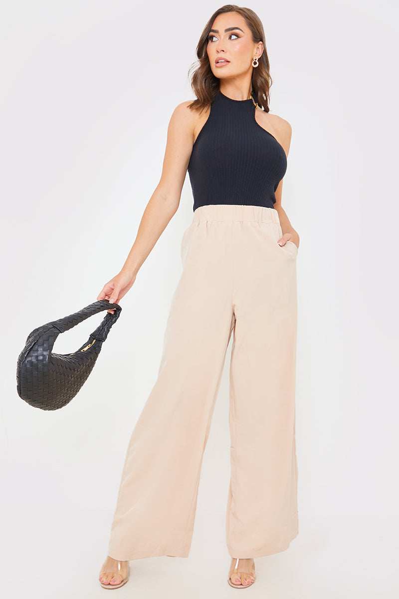 Elasticated Waist Wide Leg Trousers