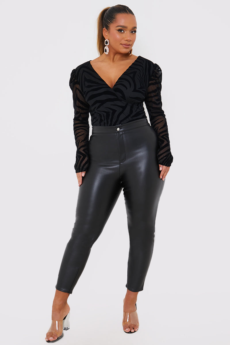 Zebra Print Textured Bodysuit