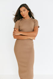 Rib Knit Crew Neck Midaxi Dress