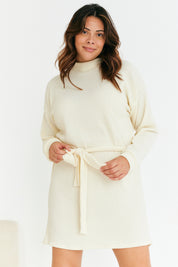 BRUSHED RIB LOOSE BELTED DRESS